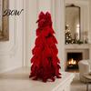 Velvet Christmas Bow Tree Decoration, Shaped Soft Fabric Ornament Tabletop for Fireplace Dining Table Window Holiday Decor Desktop