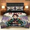Demon Slayer Pattern Bedding Quilt Set Quilt Cover Pillowcase Home Birthday Gift(1 * duvet cover + 2 * pillowcase, without core)