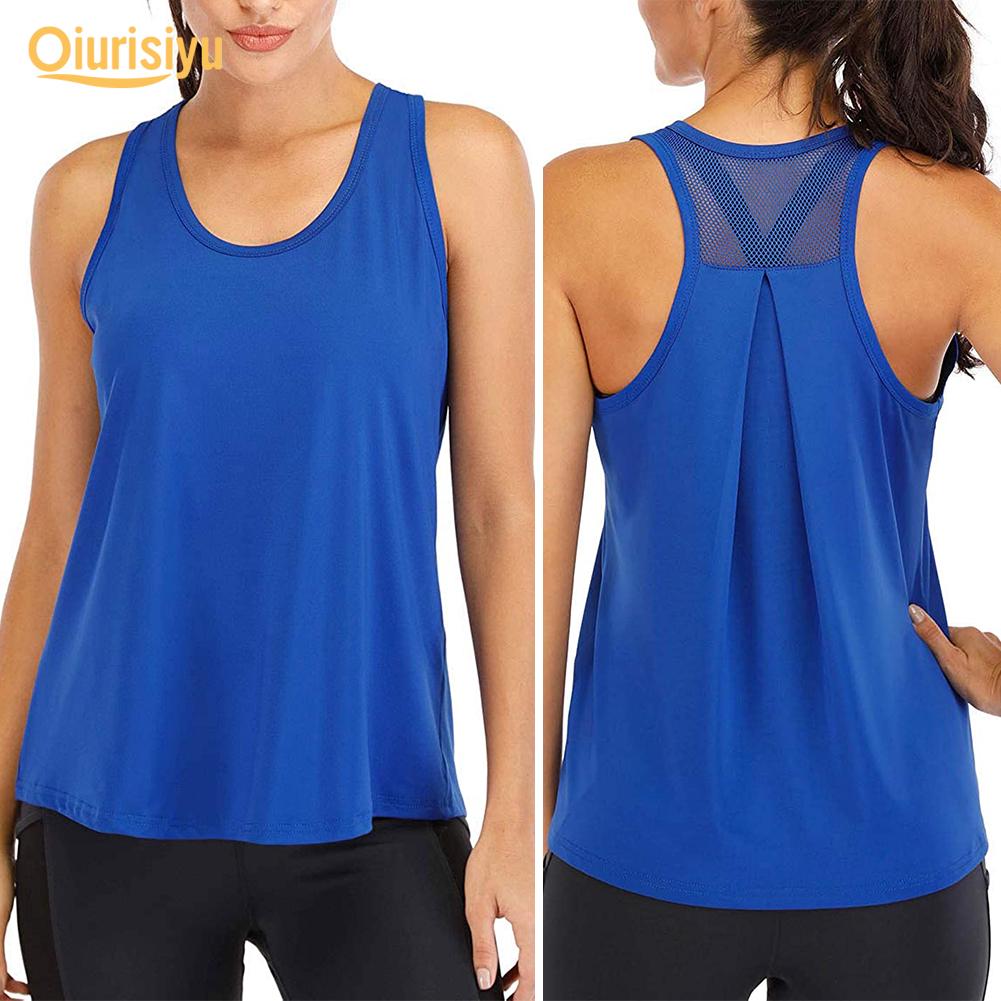 Women Solid Color O Neck Sleeveless Quick Dry Raceback Vest