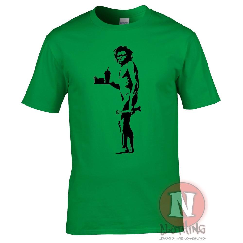 Banksy Caveunisex TShirt Fastfood Teeshirt Urban Stencil Art Graffiti Bristol Cool