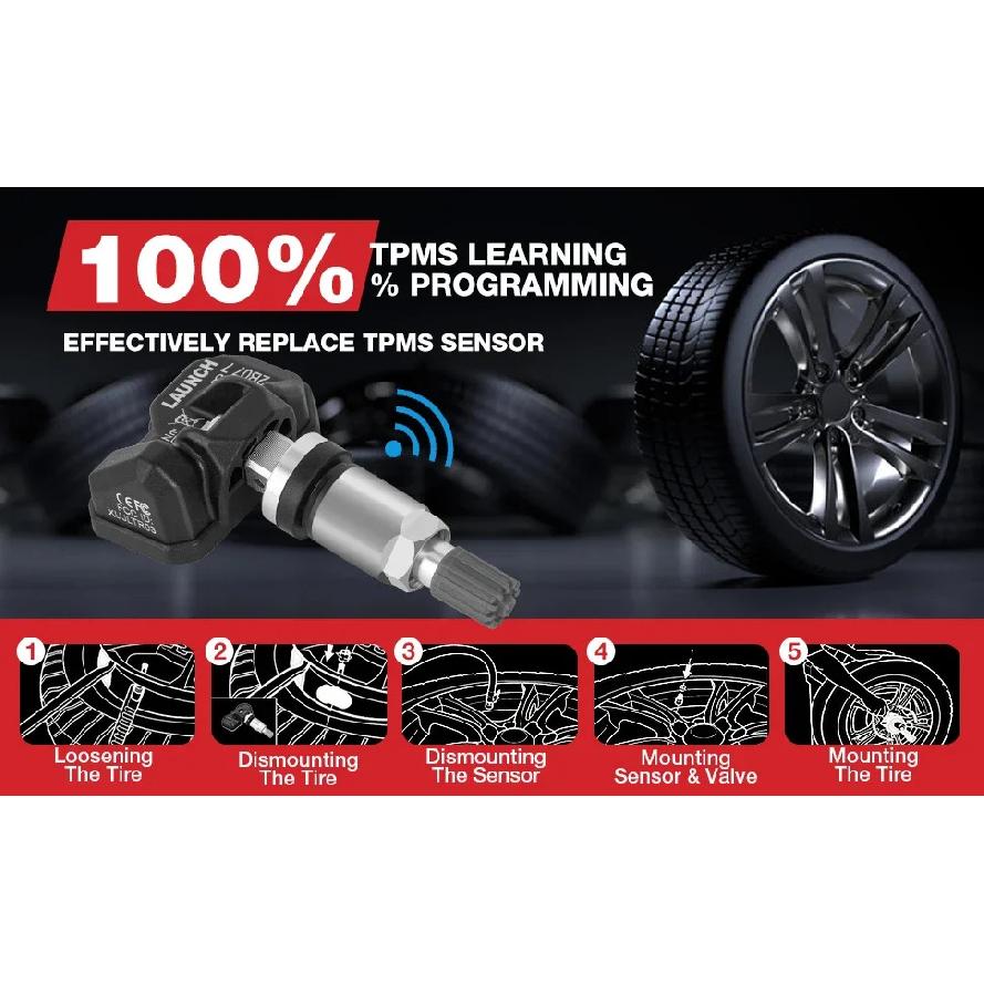 LAUNCH X431 TSENSOR-05 Универсальный датчик TPMS 315 МГц/433 МГц Двойная частота Регулируемый угол Резиновый клапан Монитор давления в шинах