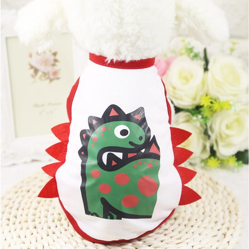 Spring and summer new dog cat pet clothes mesh dinosaur vest dog outdoor sunscreen cat supplies