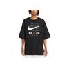 Nike Спортивная одежда с буквенным принтом, американская винтажная свободная футболка с круглым вырезом и коротким рукавом, мужские топы, черный цвет FD1250-010