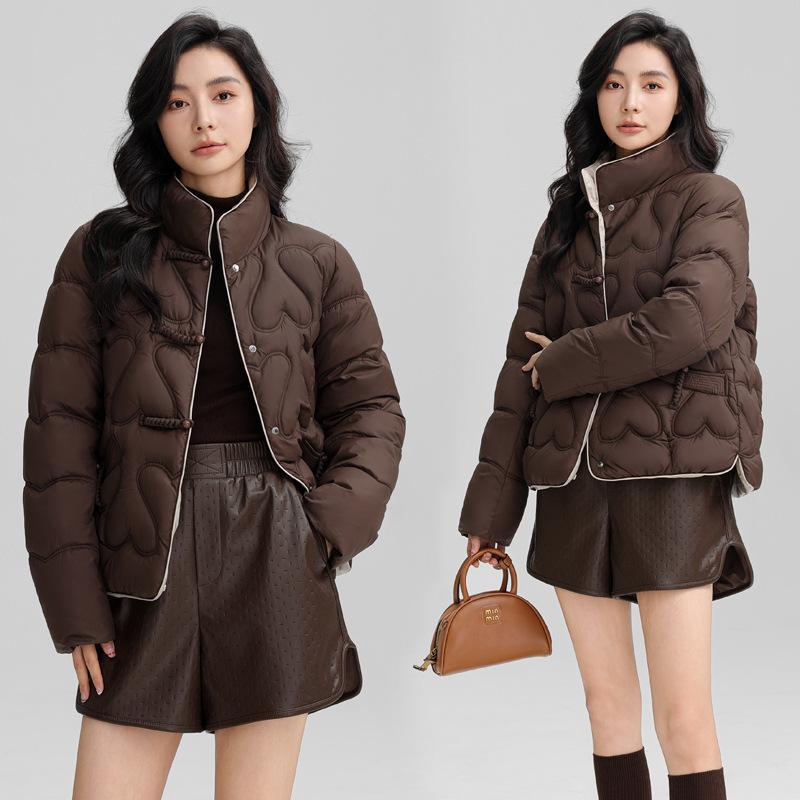 New Chinese winter retro buckle down cotton-padded clothes women's short fashion stand-up collar light cotton-padded clothes women's cotton-padded
