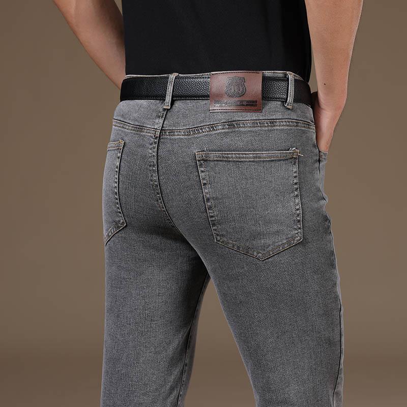 Мужские летние тонкие джинсы средней посадки из эластичного денима с расклешенным кроем, джинсы с микроклешем