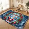 Christmas Winter Theme Crystal Velvet Floor Rug Personalized Custom Name Text Warm Carpet Home Decoration