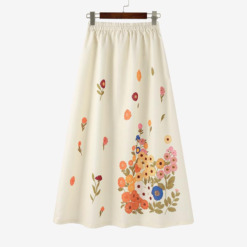 ZANZEA Women Casual Elastic Waist Loose Summer Floral Skirts