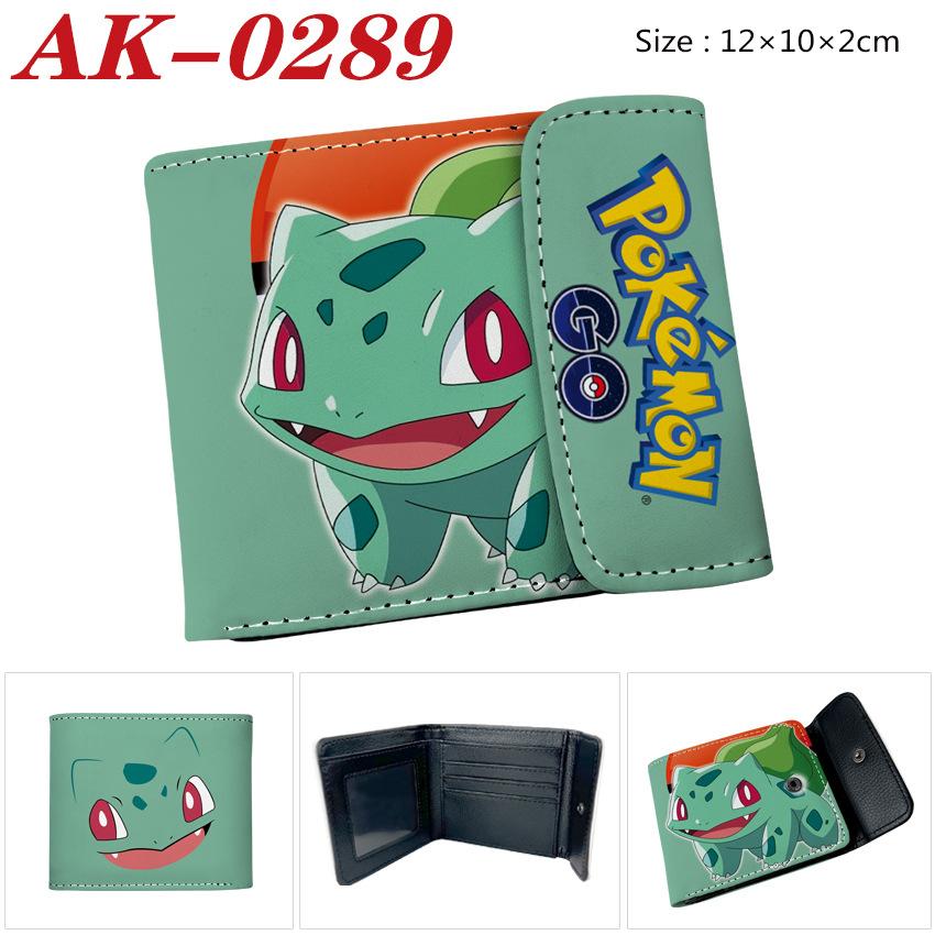 Pokemon Eevee Anime Full Color Snap Button PU Leather Short Wallet Card Holder Coin Purse for Men Women Students