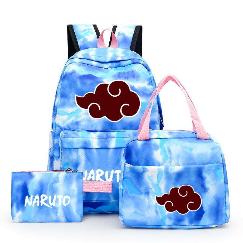 3 шт., школьный рюкзак в стиле аниме для девочек Y2K с сумками для обеда, школьный рюкзак, комплект холщовых сумок, детская сумка-ручка