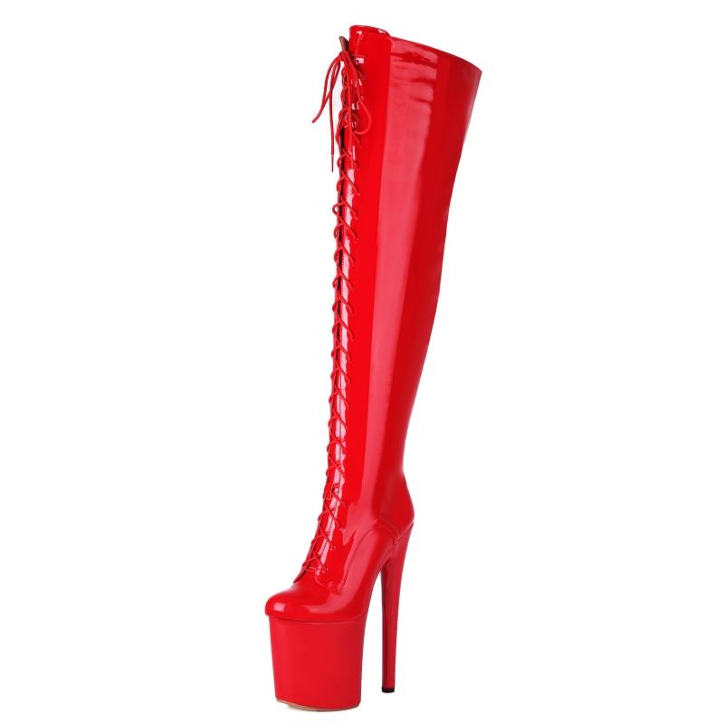 Over the Knee High Boots Women Sexy Thin Heels Party Dance Club Nightclub Shoes Ladies Luxury Gold Red Thigh High Boot Big Size