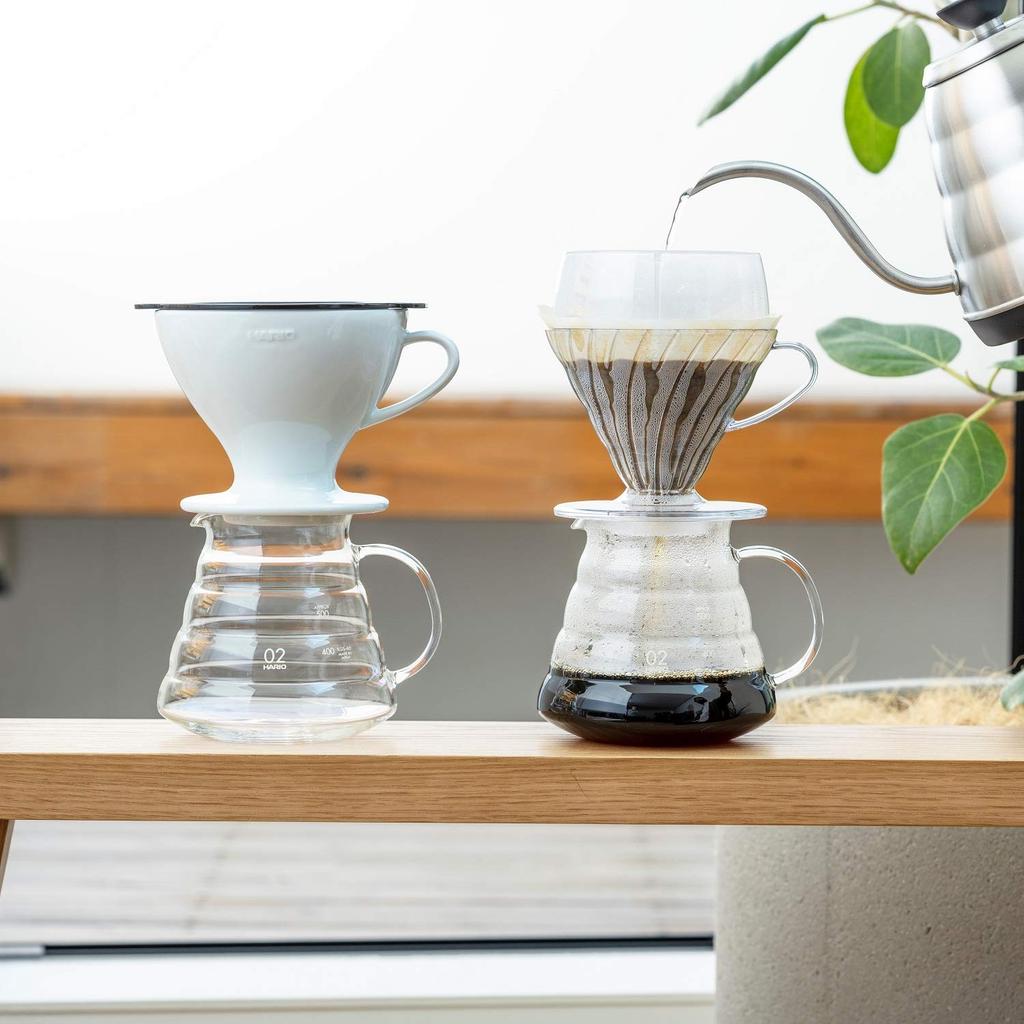 HARIO V60 Drip-Assist Set (Pete Likata Model) - 1-4 cup coffee brewing support device, transparent, made in Japan (PDA-1524-T)
