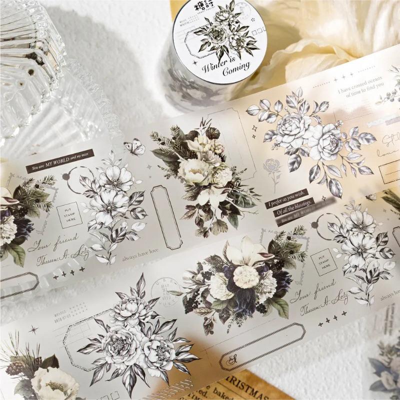 30mm/50mm*2m PET Tapes Flowers Stickers 35cm Cycle Collage Photo Album Decor Junk Journal DIY Scrapbooking Supplies