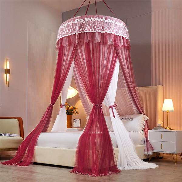 Романтическая принцесса, купол, москитная сетка, градиент, двойные цвета, кружевной балдахин для кровати, трехдверная подвесная сетка для кровати, занавеска