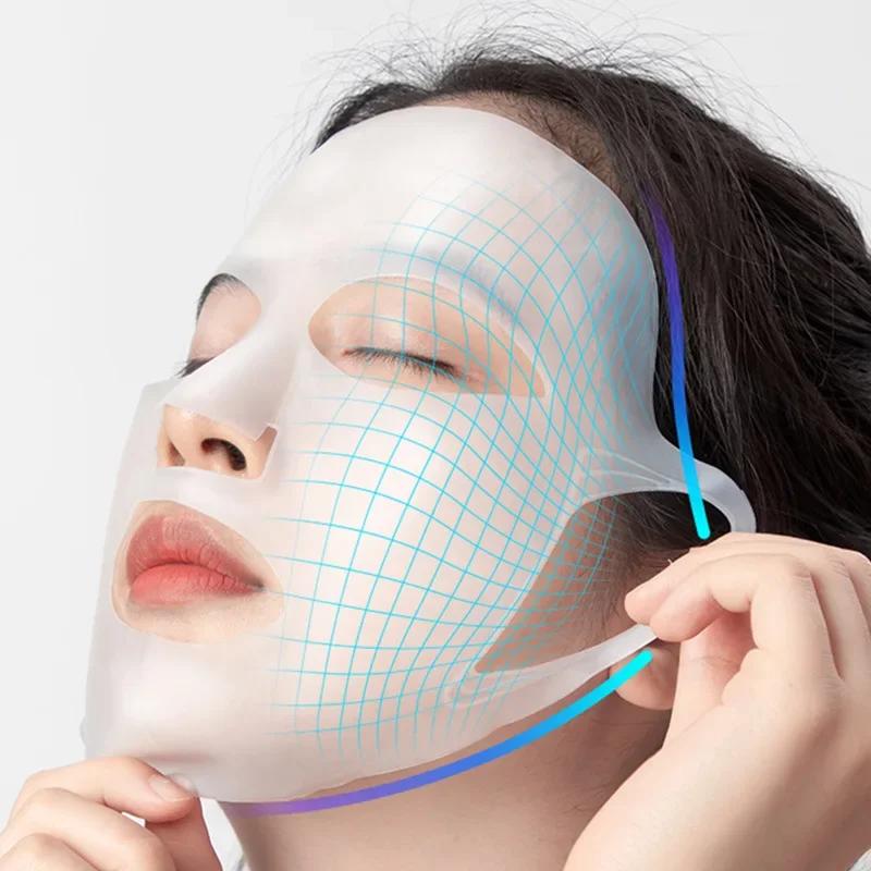 New Separable Silicone Mask Reusable Hanging Ear Lifting Full Anti Wrinkle Face Mask Moisturizing Anti-evaporation Skin Care