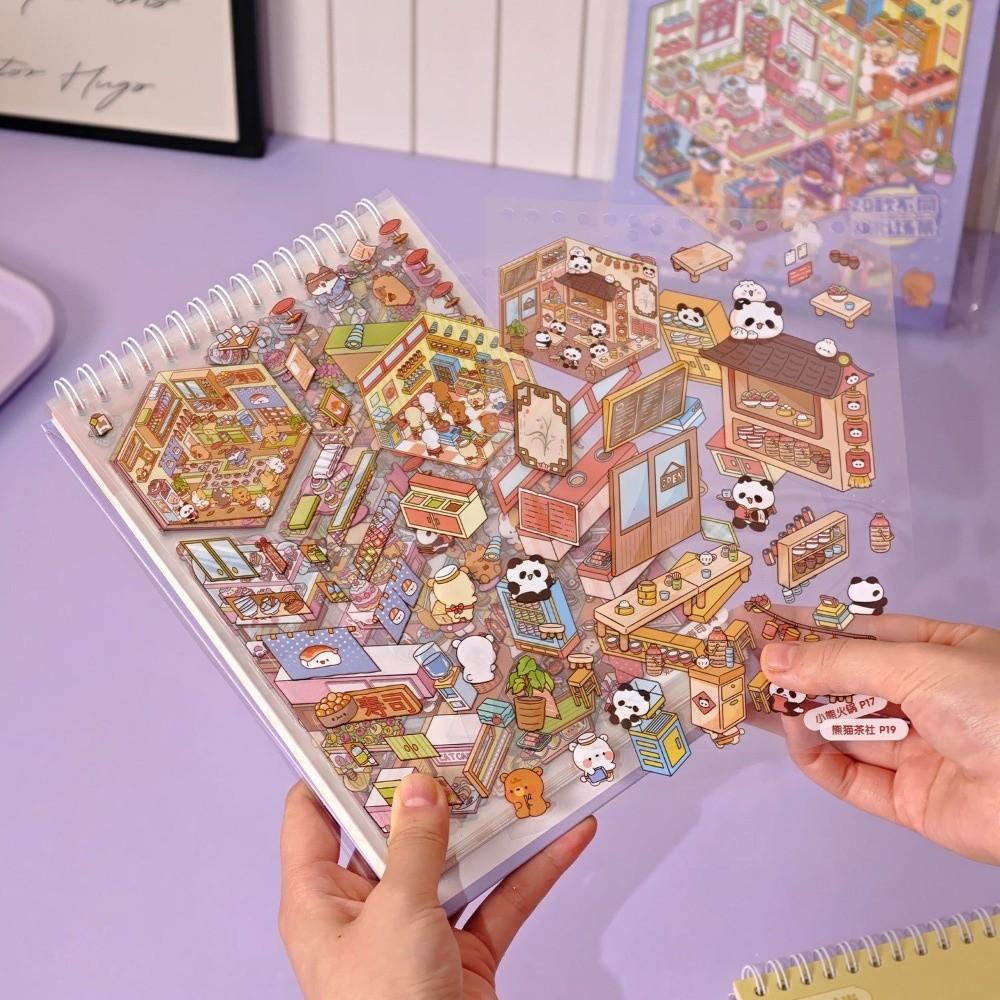 PET Miniature Scene Stickers 20 Sheets Scene Visual Stacking Sticker Sticker Book Creative Play