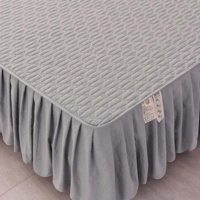 Сплошной цвет, хлопковая простыня, юбка-кровать, пылезащитный чехол для матраса, современный минималистичный чехол для подушки королевской кровати, покрывало