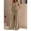 Women's Clothing Solid Color  Elegant Two-piece Set Sleeveless Tank Top  Wide Leg Loose Pants