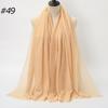 New Fashionable Women's Long Crinkled Cotton Linen Scarf with Tassel Edge - Solid Color Shawl