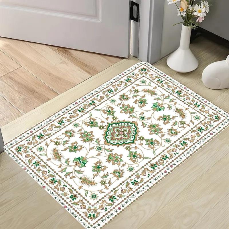 Vintage Oriental Persian Floral Print Doormat Anti Slip Entrance Floor Mat Elegant Farmhouse Decor Bedroom Kitchen Rug