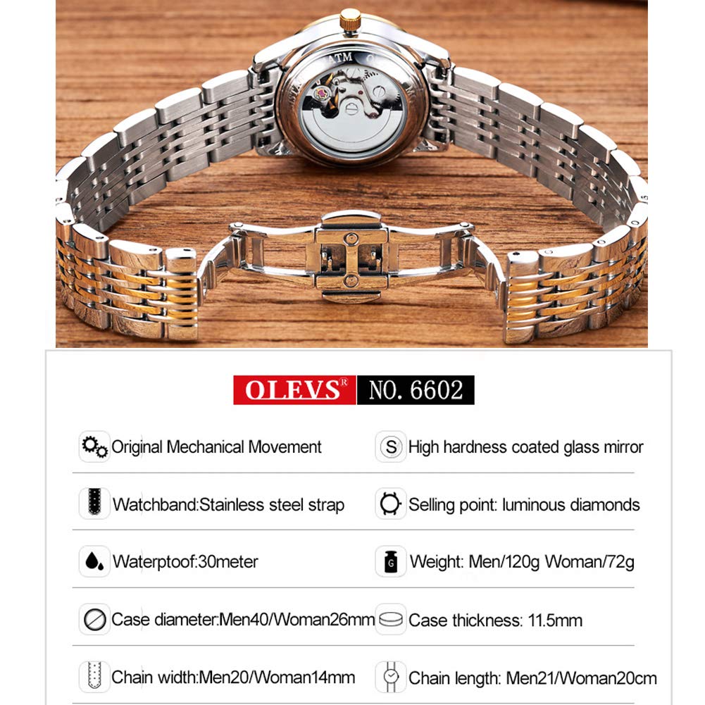 OLEVS Механические часы с браслетом из высококачественной нержавеющей стали, водонепроницаемые до 3 часов, женские часы, легко читаемые часы, в комплекте, - - Календарь, ATM,