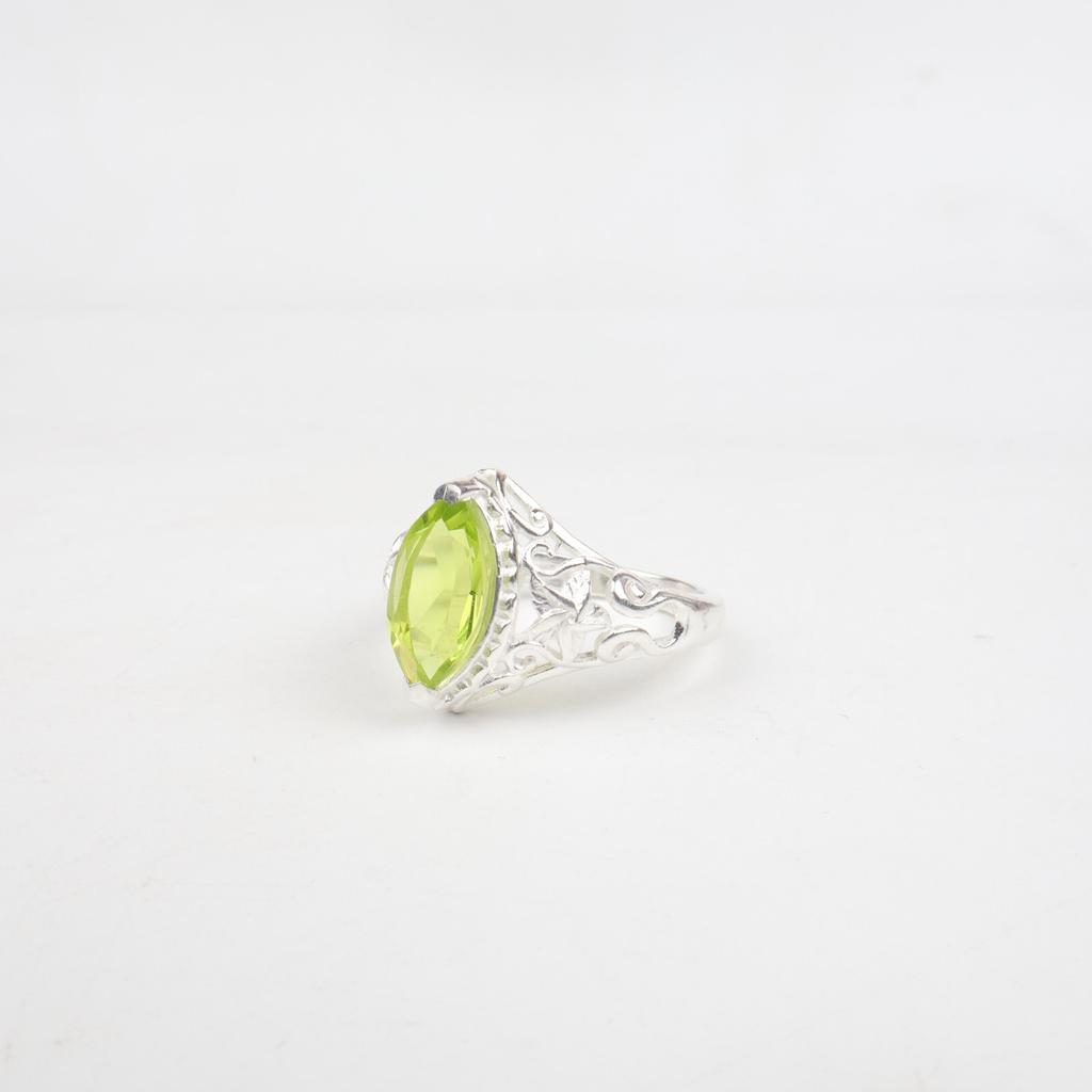 Peridot Gemstone 925 Sterling Silver Jewelry Designer Ring For Anniversary Gift CZR-4-3