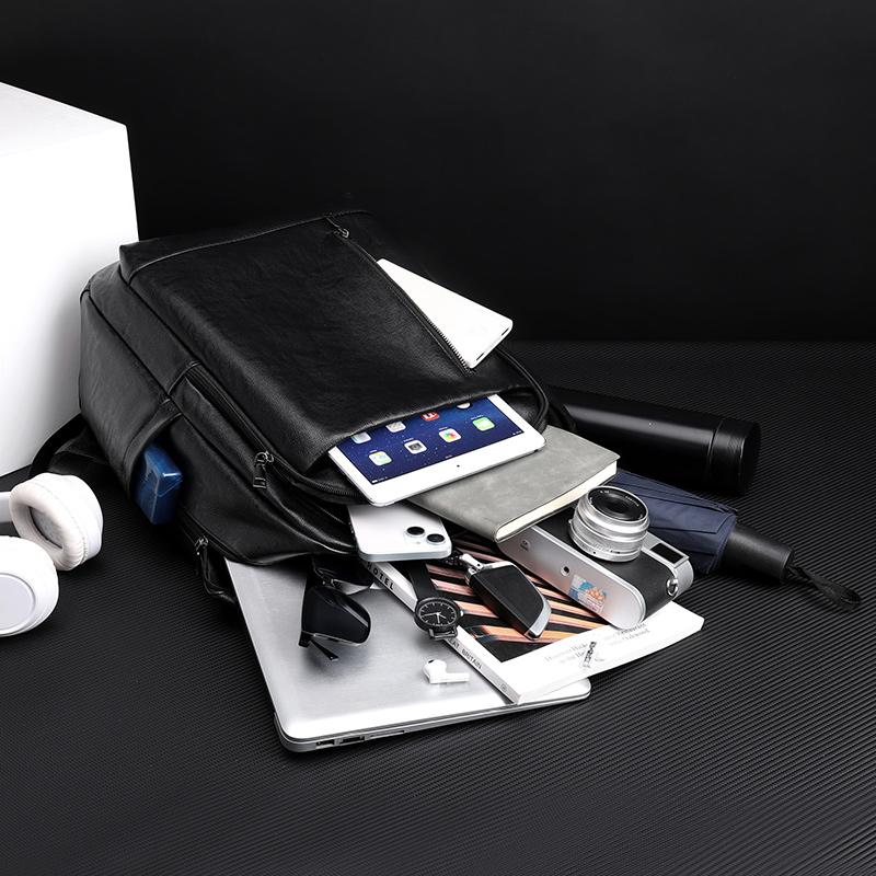 Деловой полиуретановый рюкзак Мужской большой вместимости Рюкзак для компьютера Водонепроницаемый Дорожный Студенческий Школьный рюкзак