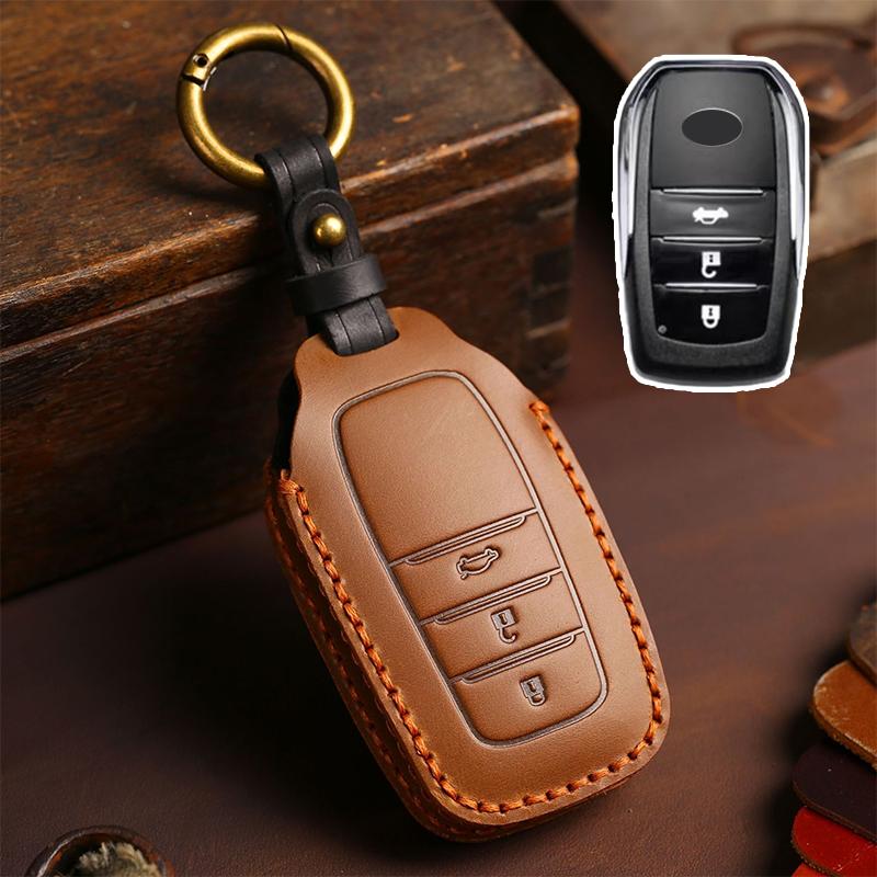 Кожаный чехол для автомобильного ключа для Toyota RAV4 Crown Hilux Fortuner Camry Land Cruiser Prado Protect Shell Fob Accessories