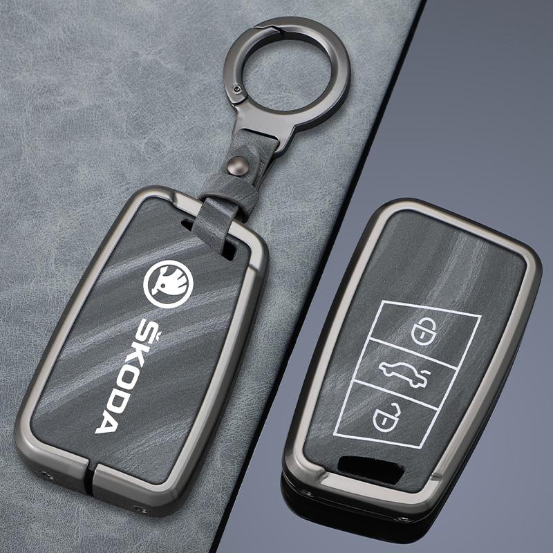 CAPR9 Car Smart Remote Key Fob Case Full Cover Bag for Skoda Superb A7 Kodiaq Protector Holder Shell Keyless Keychain Accessories