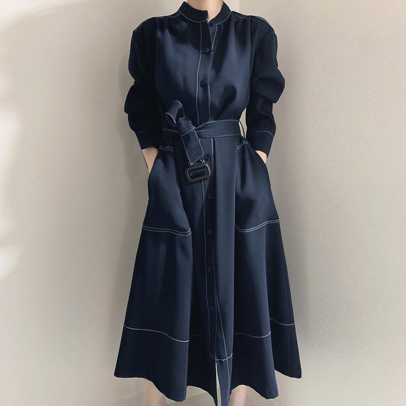 ZANZEA Женское повседневное платье с круглым вырезом, однотонное, с длинным рукавом, свободного кроя