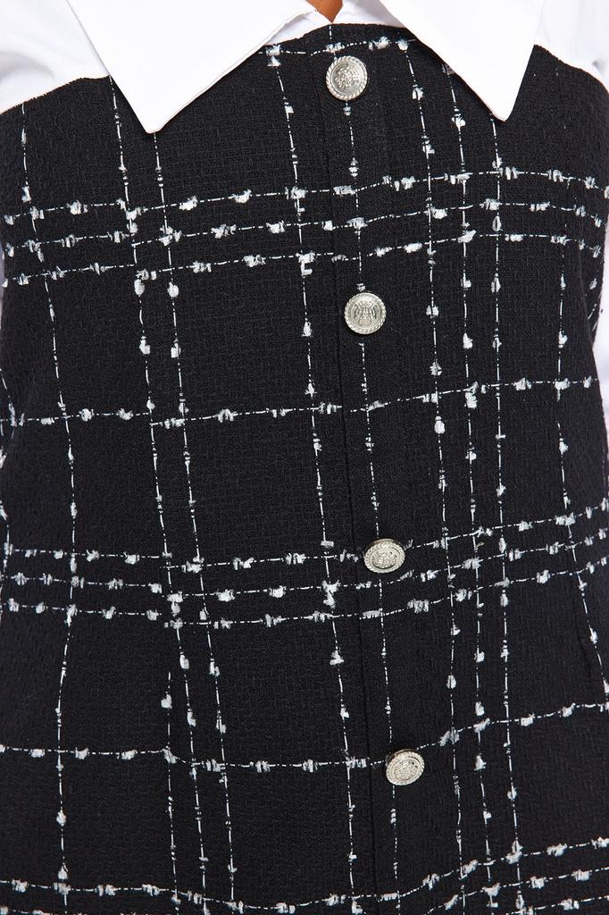 Women's Style Plus Size Black Tweed Dress