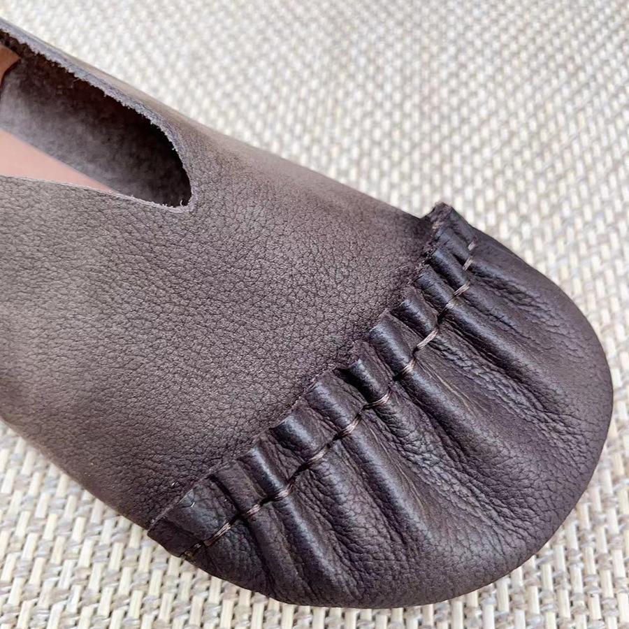 Johnature Плиссированные женские туфли на плоской подошве из натуральной кожи в стиле ретро, ​​повседневные лоферы без шнуровки ручной работы на мягкой подошве с круглым носком