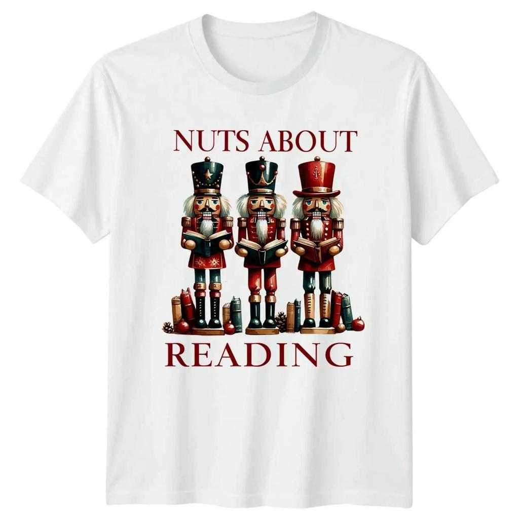 Nuts About Reading Nussknacker Bücher Hobbys Herren T Shirt Damen Grafik Top vintage Washed Stylish homme streetwear fashion