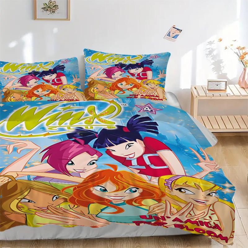 Winx Club Friendship Print 3Pcs Bedding Setduvet Cover With 2 Bedropillowcase Home Birthday Gift