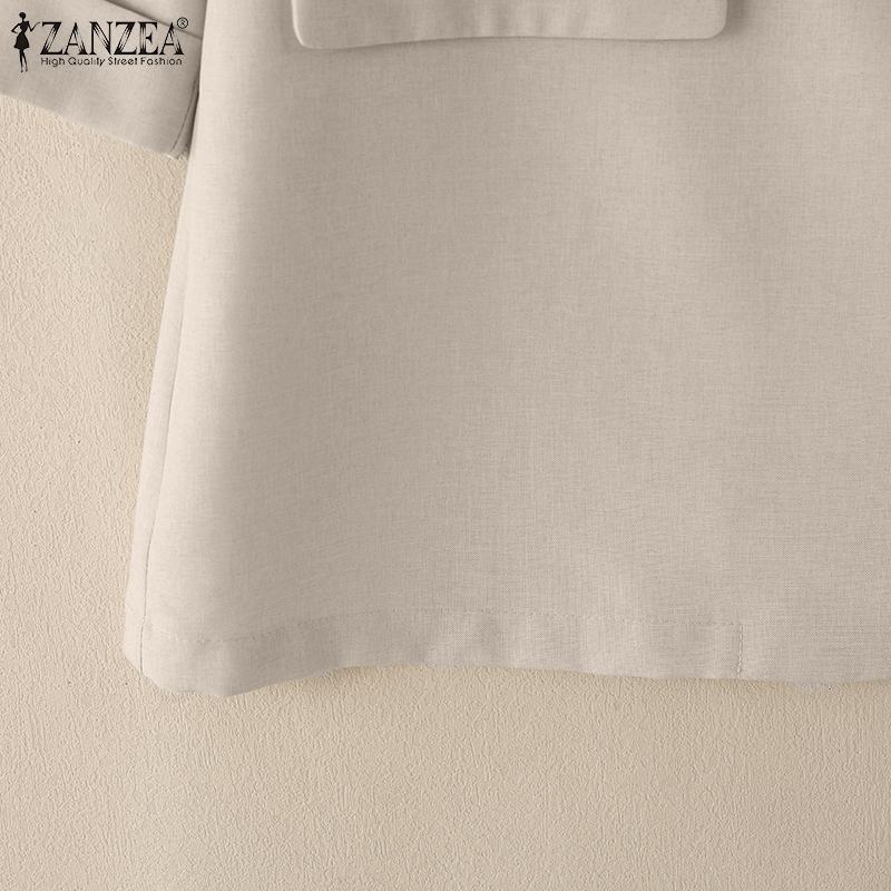 ZANZEA Женский повседневный тонкий кардиган с зазубренными лацканами и длинным рукавом