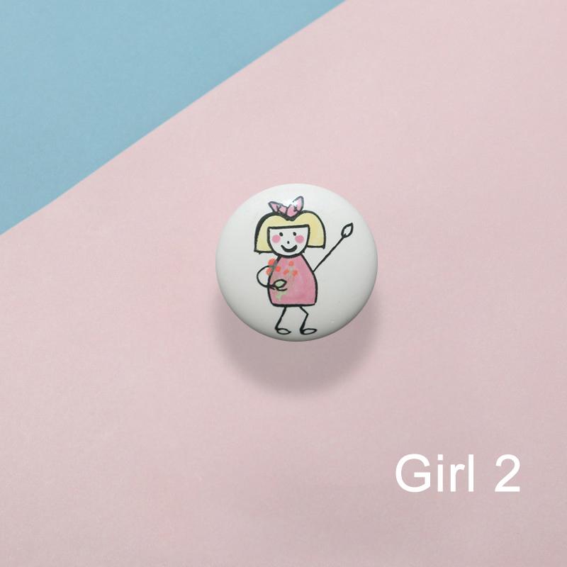 NAIERDI Children Room Ceramic Single Round Wardrobe Handle Kitchen Garden Door Handle Cabinet Handle Cartoon Furniture Handles