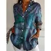 Camicia Casual a Manica Lunga da Donna Hippie con Stampa Floreale Pace Amore