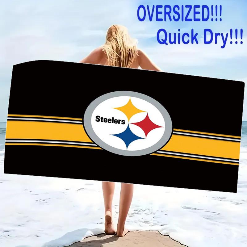 Pittsburgh Steelers Logo Print Beach Towel, Large Soft Quick Dry Towel for Beach Camping Swimming