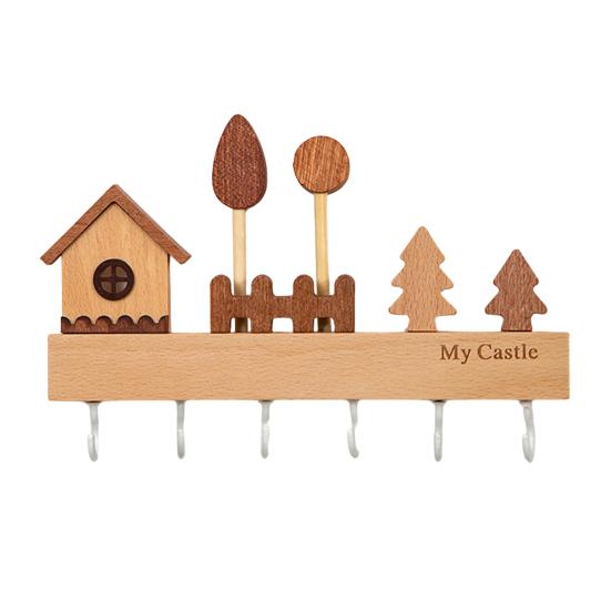 Деревянная ключница в деревенском стиле Вешалка с декоративными 6 настенными крючками Ключница для прихожей для ключей