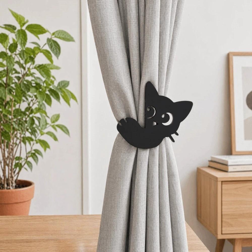1 Pair Fashion Curtain Tieback Creative Curtain Buckle Ornament Black Cat Curtain Straps Decoration