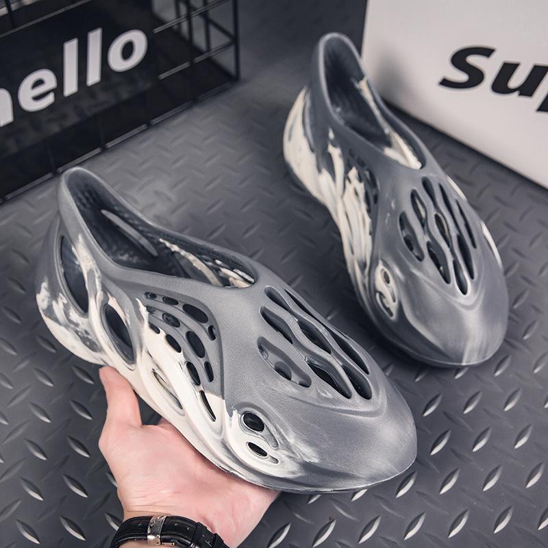 Новые модные стильные быстросохнущие унисекс-сабо, прогулочные туфли, легкие скользящие тапочки, камуфляжные туфли с отверстиями, сандалии, пляжная обувь 36-45