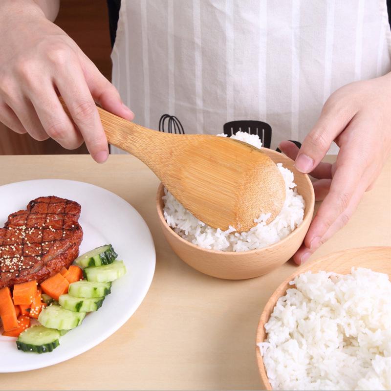 Бамбуковая ложка для риса Деревянный кухонный половник Столовая ложка Кухонная утварь Посуда