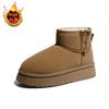 Новые зимние сапоги с меховой подкладкой женские зимние плюшевые туфли женские удобные ботильоны женские коричневые пушистые ботильоны туфли на плоской подошве