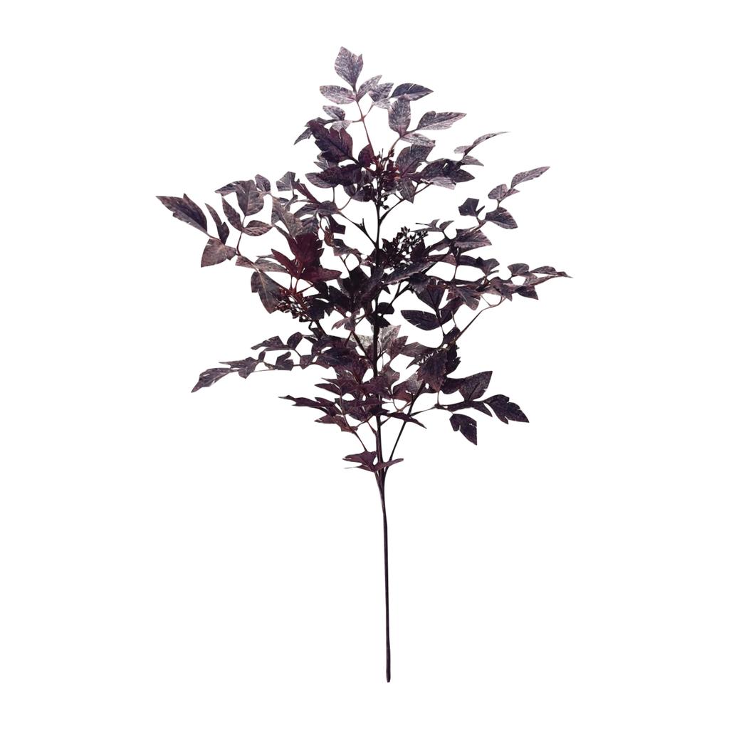 Artificial Cimicifuga Leaf Spray, Faux Fall Branch With Long Stems For Vase, Thanksgiving Centerpiece Halloween Decor