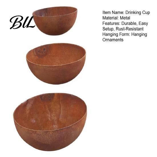 Rust-resistant Bird Bath 3Pcs Metal Feeder Rust-Resistant Insect Water Decorative Drinking Cups Ornament Hanging Outside for Garden Decor