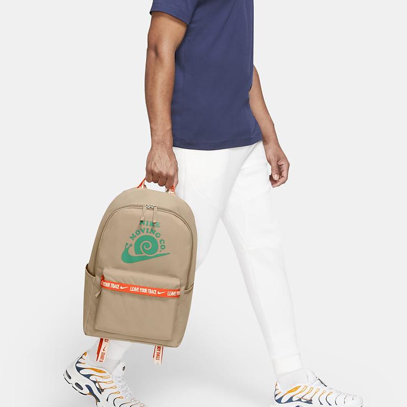 Nike Heritage Sports Casual Polyester Backpack Unisex Backpack Khaki DV6070-200