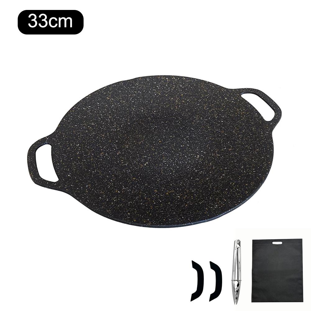 Сковорода для жарки на масле, плоская сковорода для блинов с антипригарным покрытием, противень для барбекю с зажимом для еды, ручка, предотвращающая ожоги, для кемпинга на открытом воздухе, инструмент для барбекю