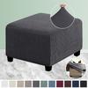 Pure Color Ottoman Rectangle Footrest Durable Footstool Protector Covers Stretch Fabric Storage Pouf Ottoman Covers for Home