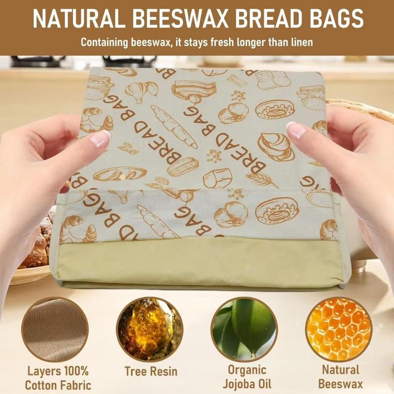 Portable Food Grade Cotton Bread Bags Reusable Homemade Loaf Bag Kitchen Storage Bread Large Washable Storage Bag Food Organizer