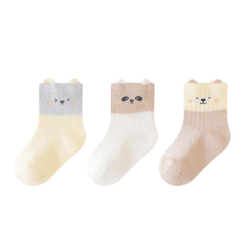 3Pairs/Set Newborn Baby Socks Summer Thin Mesh Cotton Kids Socks Cute Cartoon Boneless Ear Infant Socks For Boys Girls 0-5Yrs