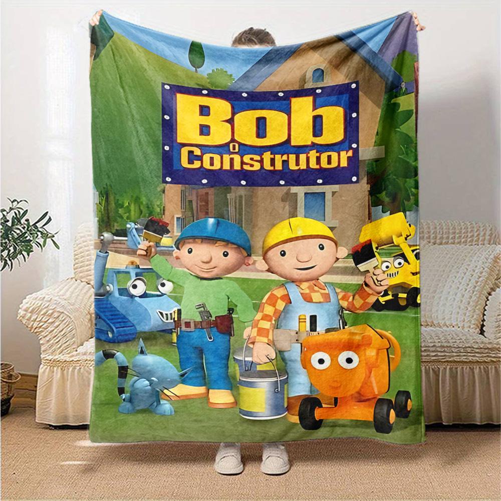 Bob Builder'S Adventure Flannel Blanket Super Soft Warm Cozy Blanket For Sofa Bed Office Travel Allseason Home Decor Gift
